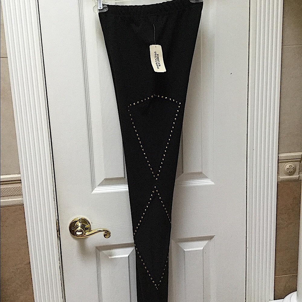 Forever 21 Pyramid Rock Stud Legging MESH Inserts Black S - Picture 4 of 8